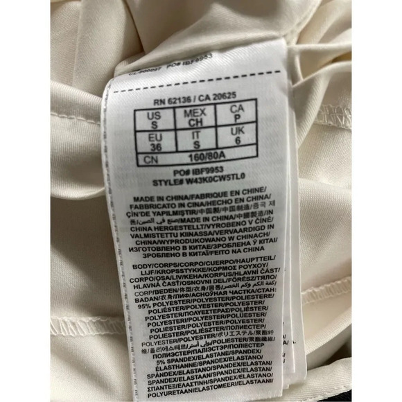 Guess Cap-Sleeve Quilted Faux Leather Beige BodyCon Dress - Picture 6 of 16